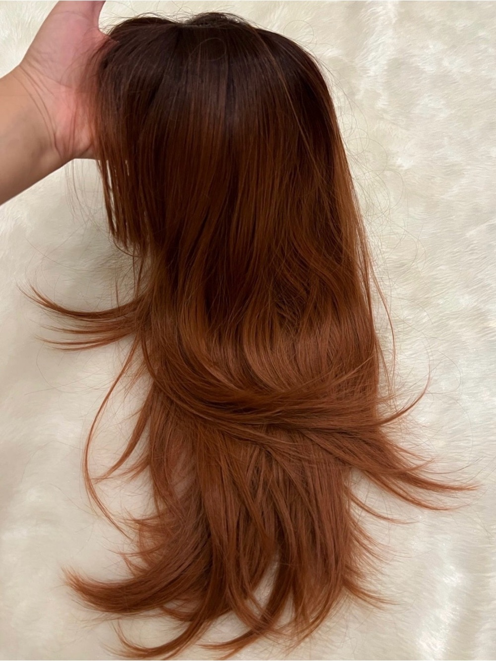 Ombre Layered Auburn Wig with Bangs
